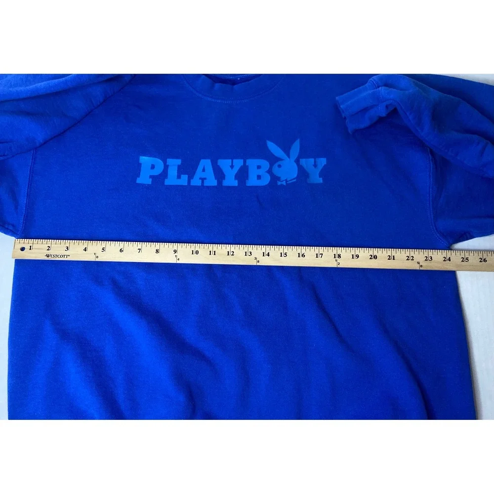 Playboy Mens Crewneck Sweatshirt Royal Blue Tonal Logo Graphic Fleece XL - Picture 5 of 9